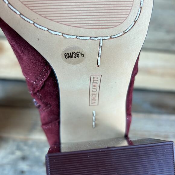 Vince Camuto Enverna Heeled Bootie - Burgundy Suede - 6 - New without box - Picture 8 of 8